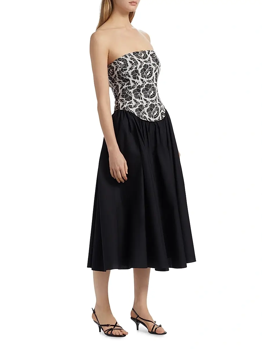 Toccin Women's Melody Floral Cotton Corset Midi-Dress | Thumbnail 4 Toccin Women's Melody Floral Cotton Corset Midi-Dress | Thumbnail 4