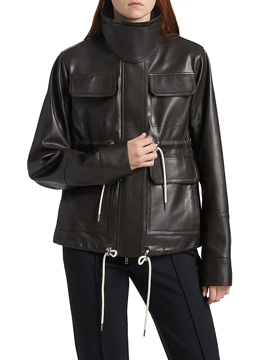 Co Women's Leather Military Jacket - Chocolate | Thumbnail 3 Co Women's Leather Military Jacket - Chocolate | Thumbnail 3
