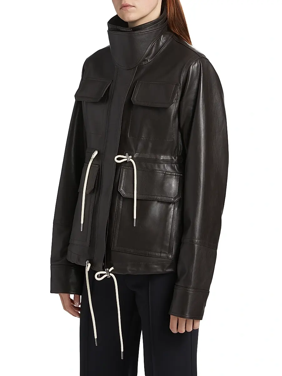 Co Women's Leather Military Jacket - Chocolate | Thumbnail 4 Co Women's Leather Military Jacket - Chocolate | Thumbnail 4