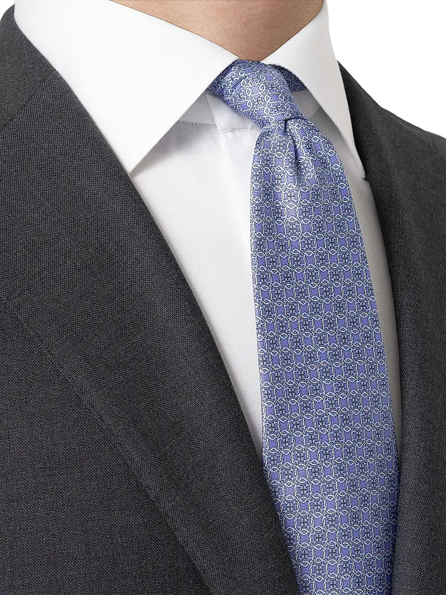 Eton Men's Geometric Silk Tie - Purple | Thumbnail 2 Eton Men's Geometric Silk Tie - Purple | Thumbnail 2