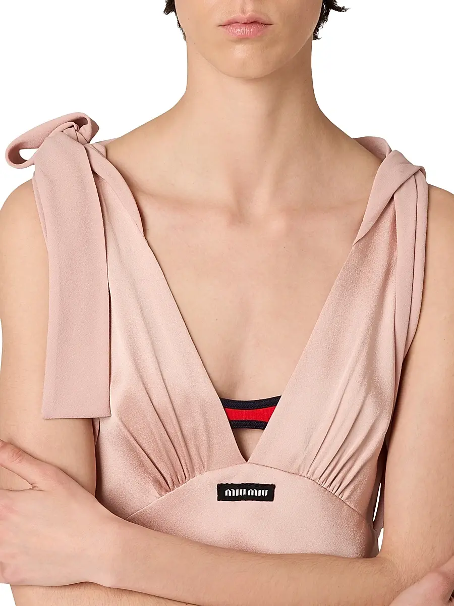 Miu Miu Women's Long Satin Dress - Pink | Thumbnail 4