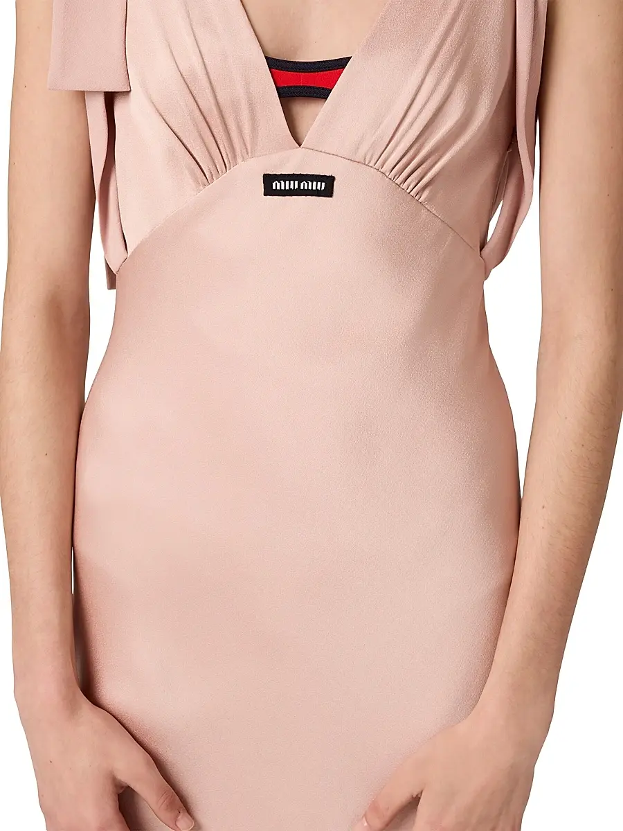 Miu Miu Women's Long Satin Dress - Pink | Thumbnail 6