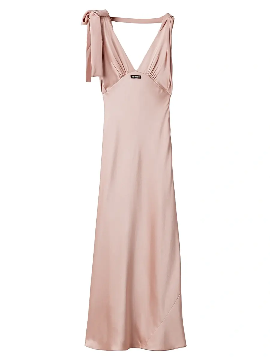 Women's Long Satin Dress - Pink