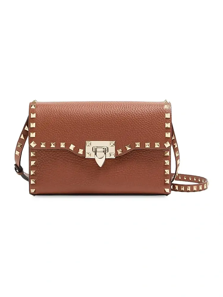 Women's Small Rockstud Grainy Calfskin Crossbody Bag