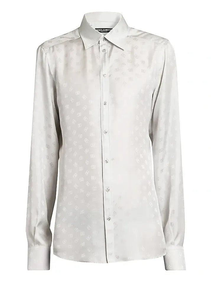 Men's Logo Jacquard Silk Shirt Men's Logo Jacquard Silk Shirt