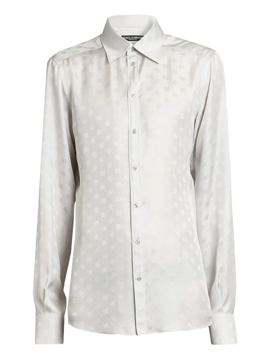 Dolce & Gabbana Men's Logo Jacquard Silk Shirt