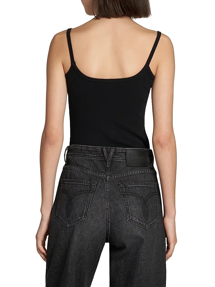 Versace Women's Rib-Knit Stretch Cotton Tank | Thumbnail 5
