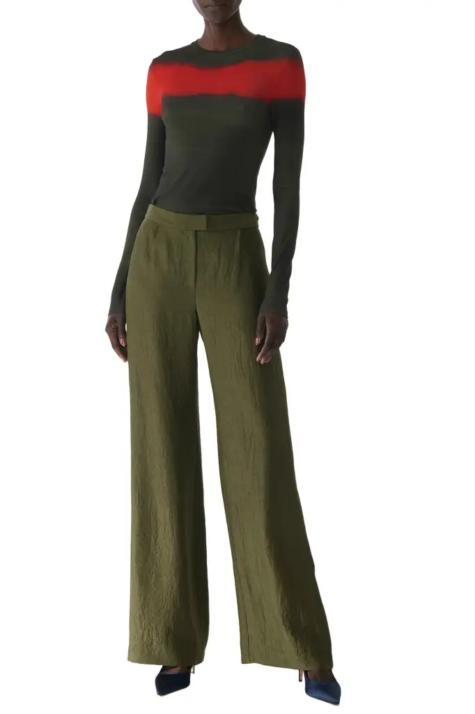 Jason Wu Collection CRINKLED SATIN STRAIGHT- LEG TROUSERS | Image 1 Jason Wu Collection CRINKLED SATIN STRAIGHT- LEG TROUSERS | Image 1