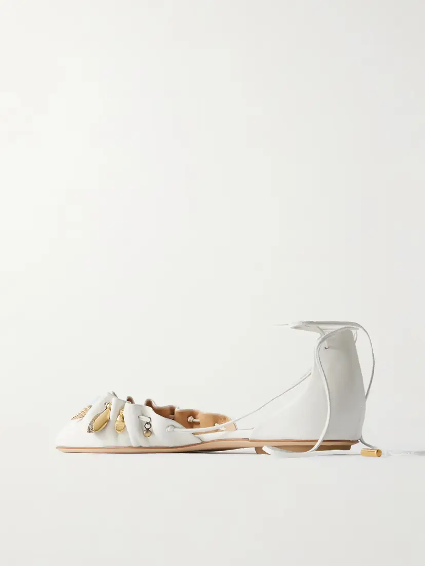 Chloé Sea Treasures Embellished Gathered Leather Ballet Flats | Thumbnail 3 Chloé Sea Treasures Embellished Gathered Leather Ballet Flats | Thumbnail 3