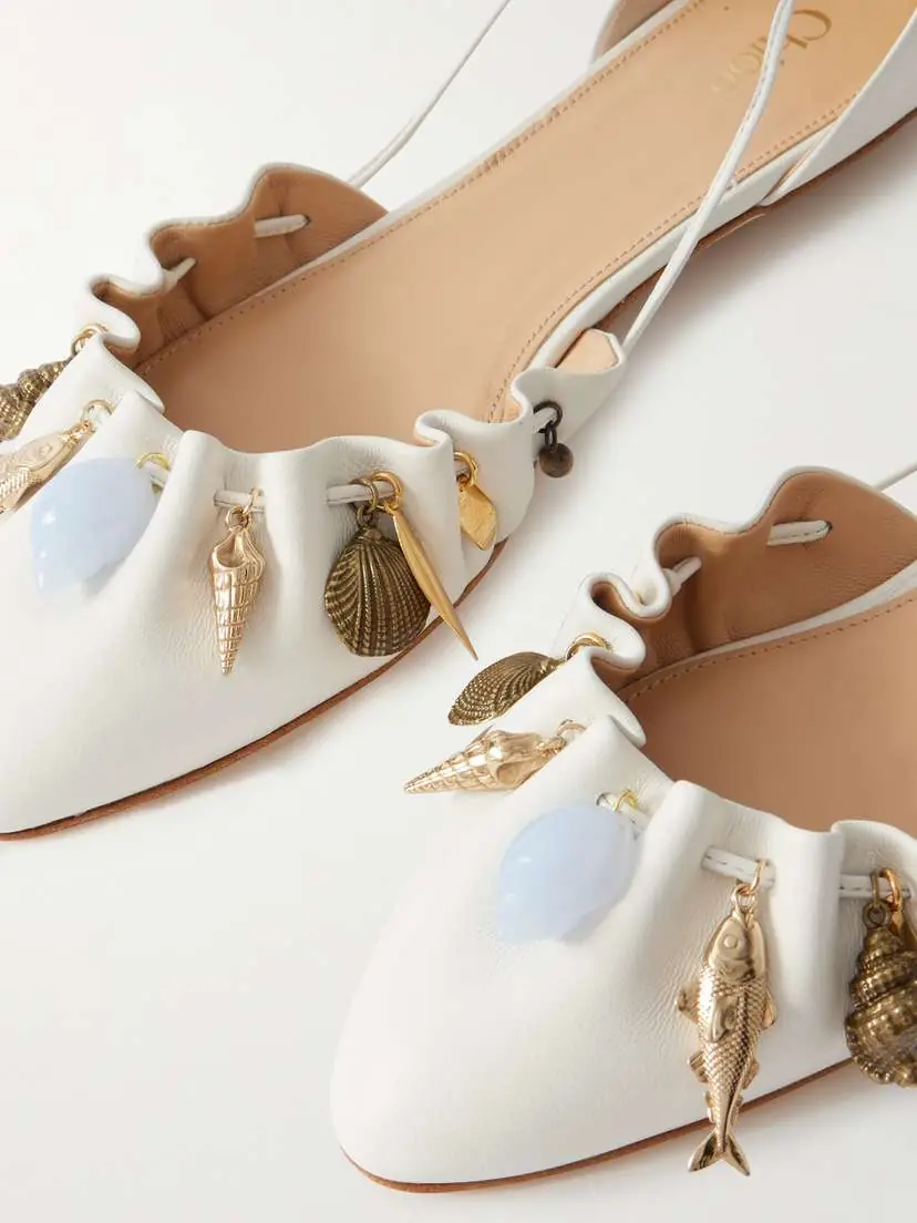 Chloé Sea Treasures Embellished Gathered Leather Ballet Flats | Thumbnail 4 Chloé Sea Treasures Embellished Gathered Leather Ballet Flats | Thumbnail 4