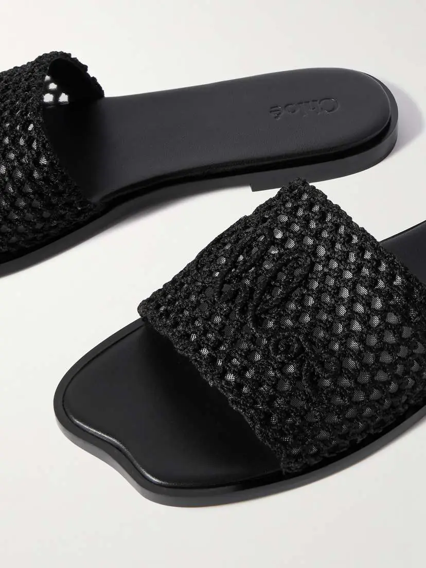 Chloé Flower Crocheted Slides | Thumbnail 4 Chloé Flower Crocheted Slides | Thumbnail 4