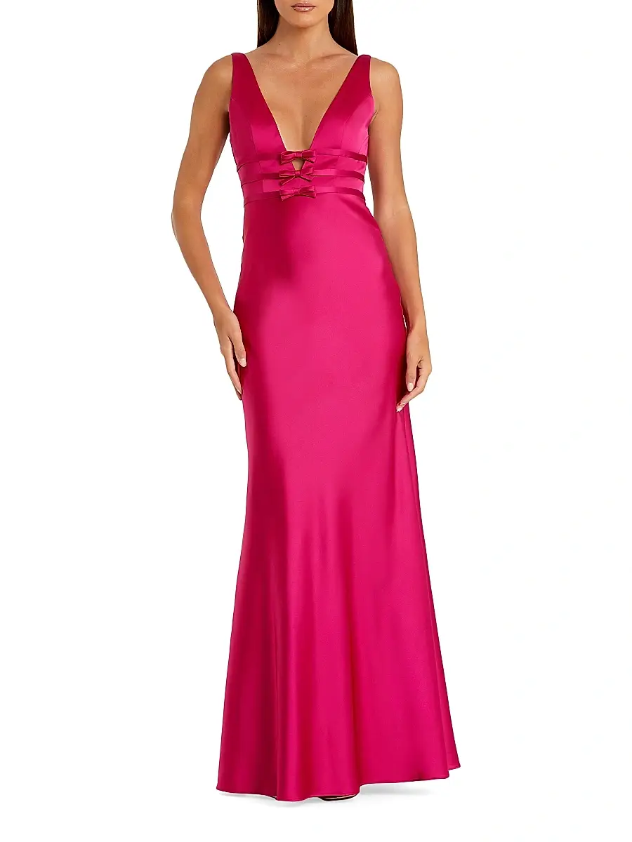 Mac Duggal Women's Prom Bow-Detailed Satin Sleeveless Gown