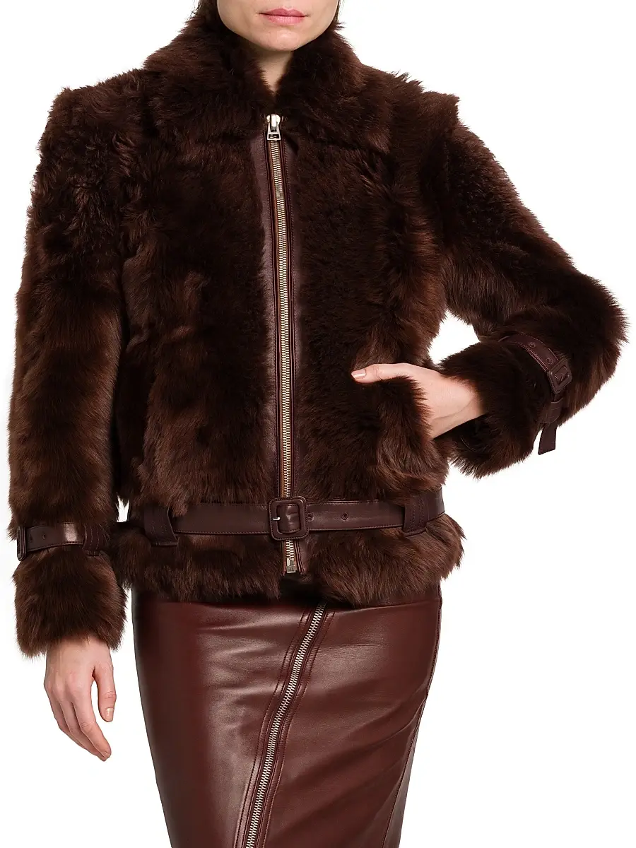 Tom Ford Women's Velour Shearling Zip Jacket | Thumbnail 3 Tom Ford Women's Velour Shearling Zip Jacket | Thumbnail 3