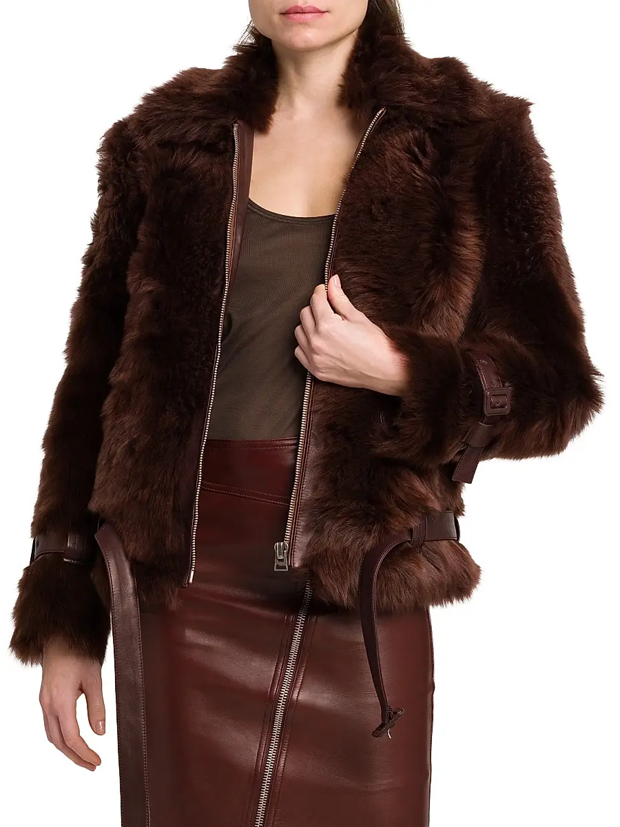Tom Ford Women's Velour Shearling Zip Jacket | Thumbnail 6 Tom Ford Women's Velour Shearling Zip Jacket | Thumbnail 6