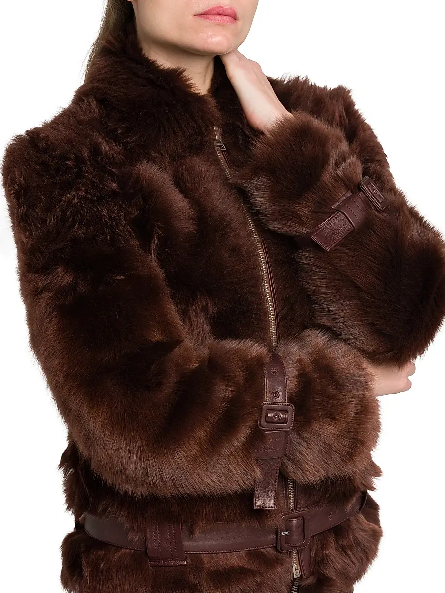 Tom Ford Women's Velour Shearling Zip Jacket | Thumbnail 7 Tom Ford Women's Velour Shearling Zip Jacket | Thumbnail 7