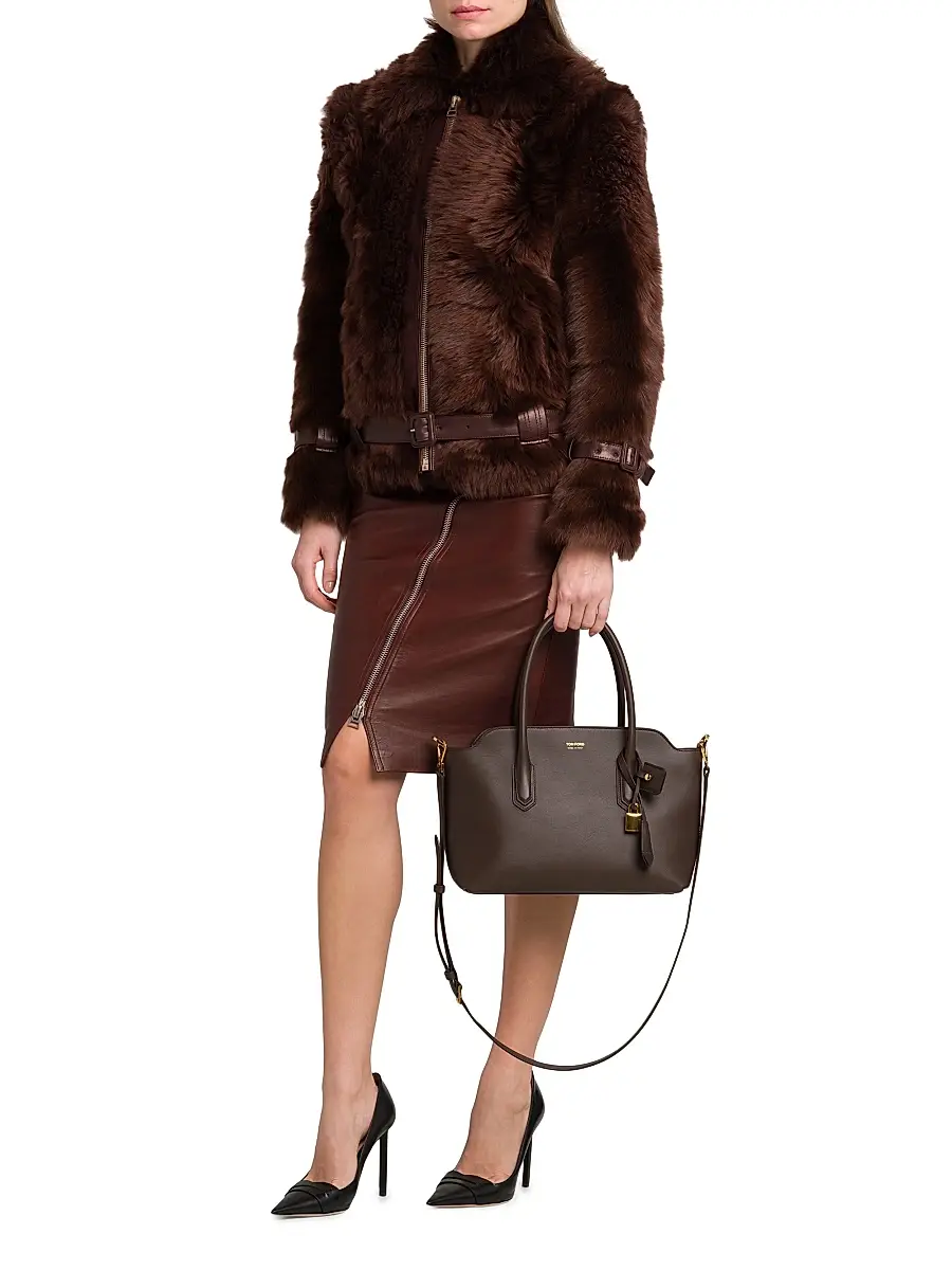 TOM FORD Women's Alexander Leather Top Handle Bag - Chocolate | Thumbnail 2