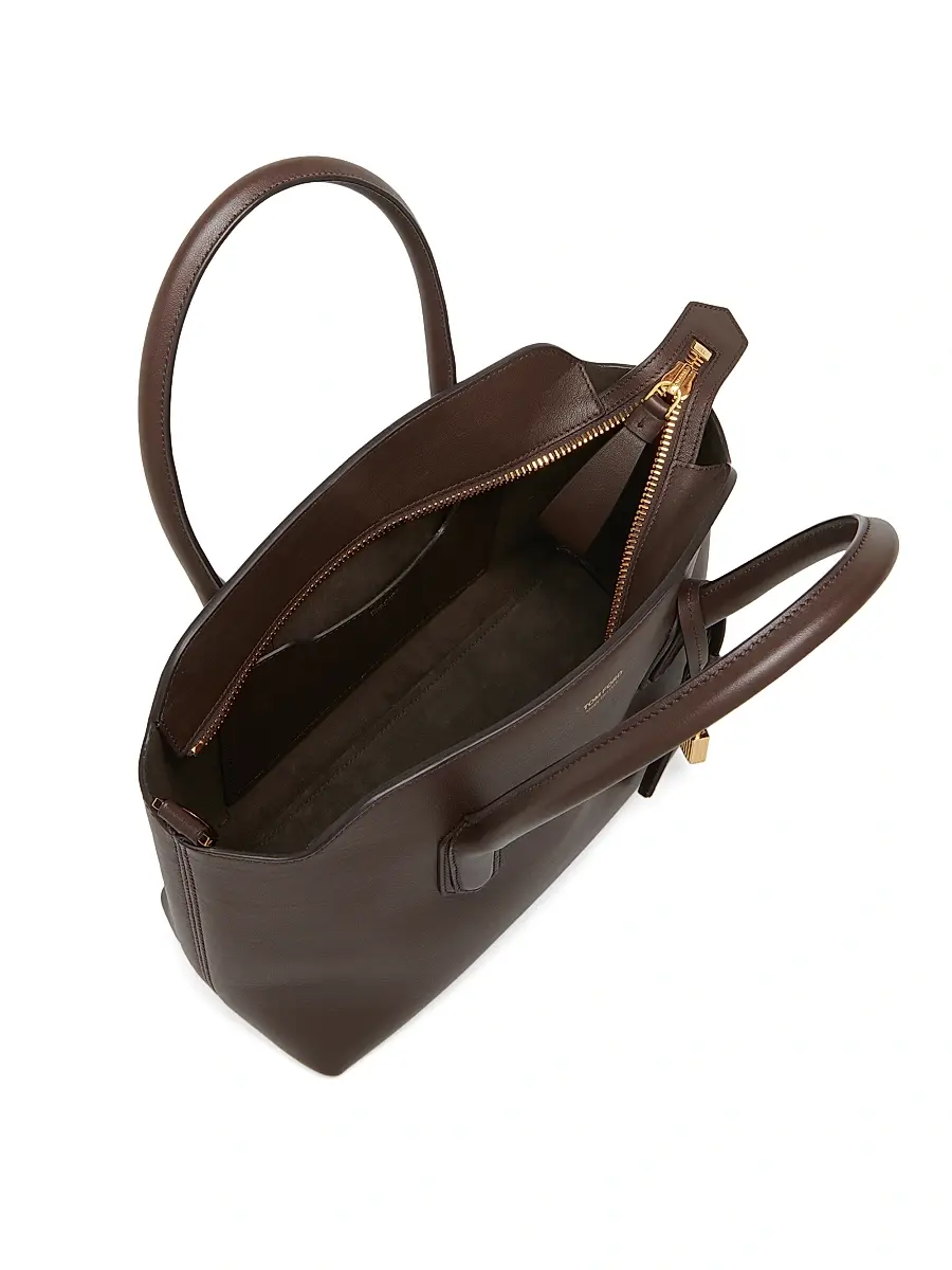 TOM FORD Women's Alexander Leather Top Handle Bag - Chocolate | Thumbnail 4