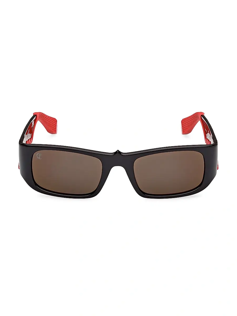 Christian Louboutin Women's Loubishark 53MM Rectangular Sunglasses - Black Smoke Red | Thumbnail 2 Christian Louboutin Women's Loubishark 53MM Rectangular Sunglasses - Black Smoke Red | Thumbnail 2