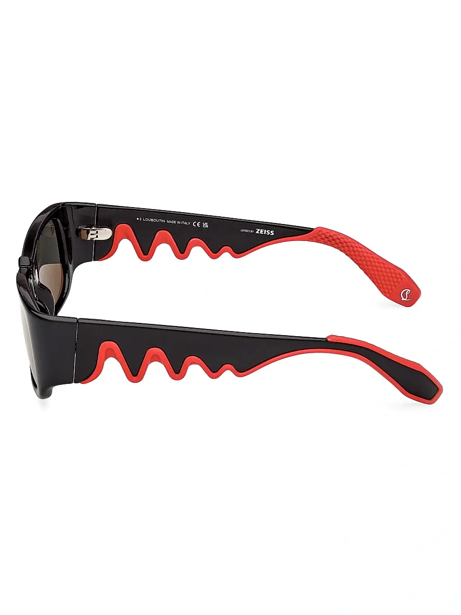 Christian Louboutin Women's Loubishark 53MM Rectangular Sunglasses - Black Smoke Red | Thumbnail 3 Christian Louboutin Women's Loubishark 53MM Rectangular Sunglasses - Black Smoke Red | Thumbnail 3