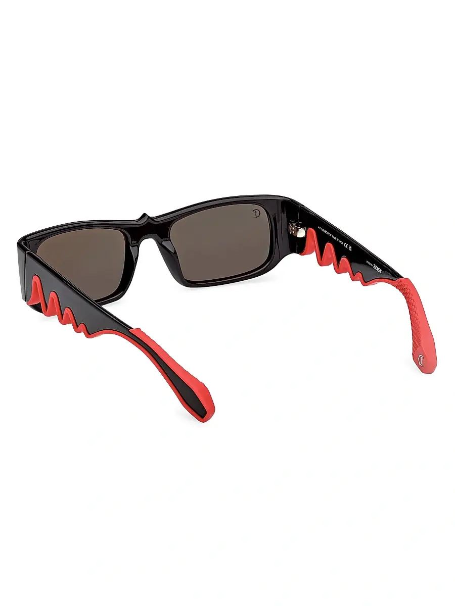 Christian Louboutin Women's Loubishark 53MM Rectangular Sunglasses - Black Smoke Red | Thumbnail 4 Christian Louboutin Women's Loubishark 53MM Rectangular Sunglasses - Black Smoke Red | Thumbnail 4