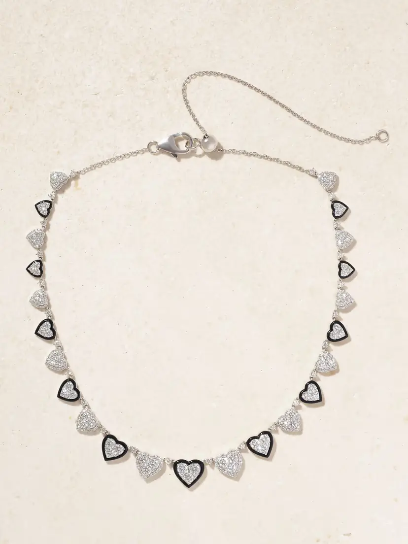 Kamyen Heart 18-karat White Gold, Diamond And Enamel Choker | Thumbnail 4 Kamyen Heart 18-karat White Gold, Diamond And Enamel Choker | Thumbnail 4