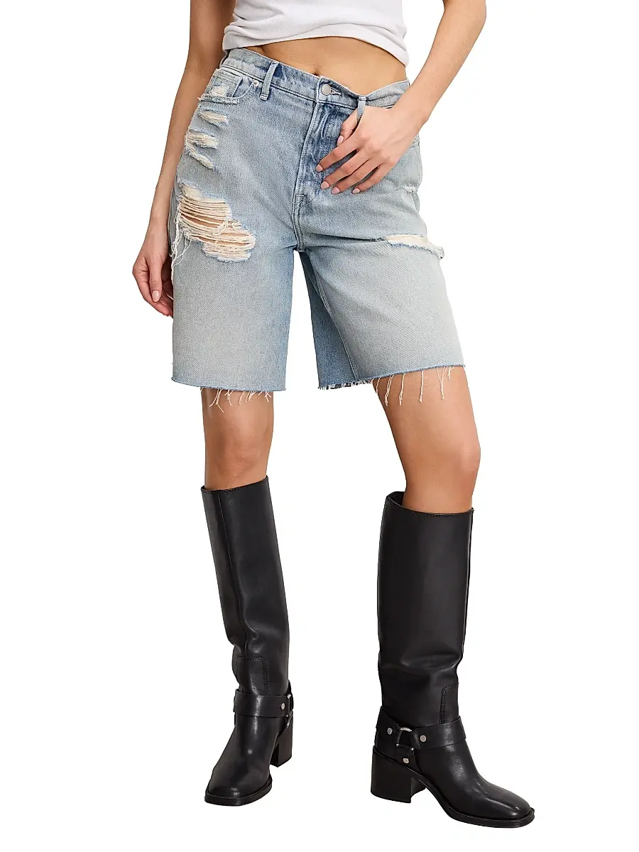 Good American Women's Good Extreme Barrel Shorts - Indigo | Image 1 Good American Women's Good Extreme Barrel Shorts - Indigo | Image 1