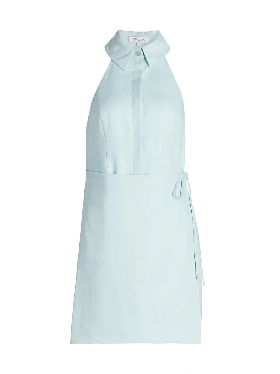 Hevron Women's Lauren Linen Minidress - Seafoam | Image 1 Hevron Women's Lauren Linen Minidress - Seafoam | Image 1