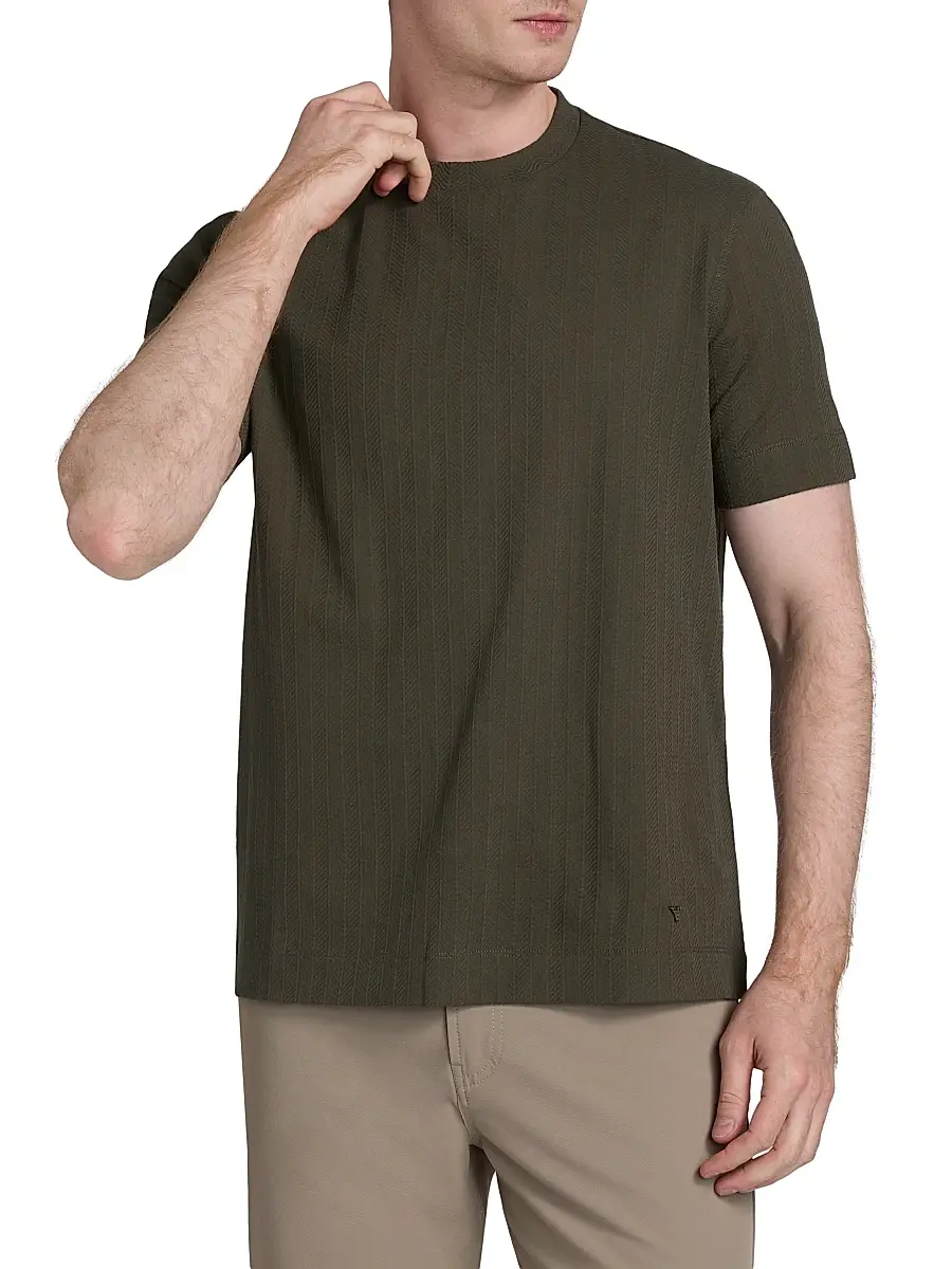 Emporio Armani Men's Chevron Stitch Cotton T-Shirt | Thumbnail 3