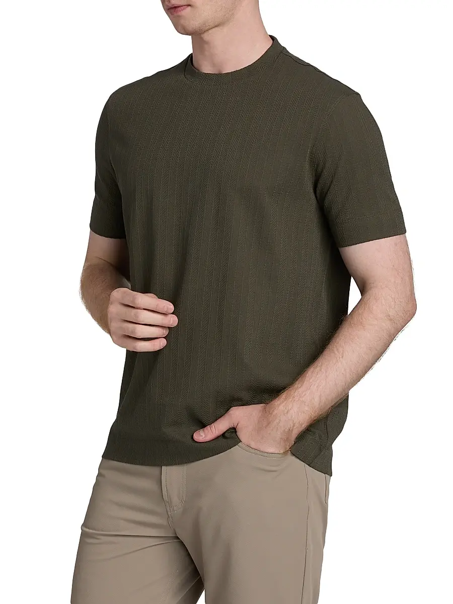 Emporio Armani Men's Chevron Stitch Cotton T-Shirt | Thumbnail 4