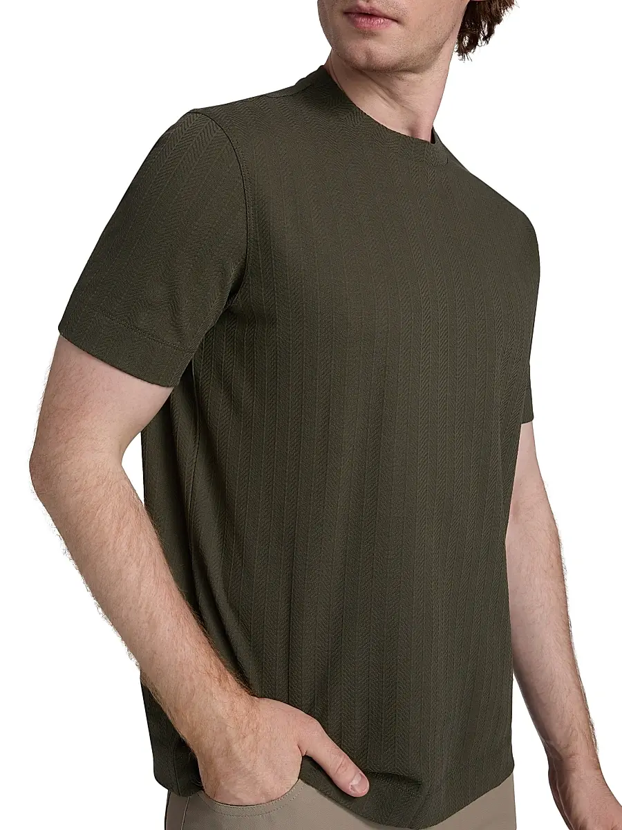 Emporio Armani Men's Chevron Stitch Cotton T-Shirt | Thumbnail 6