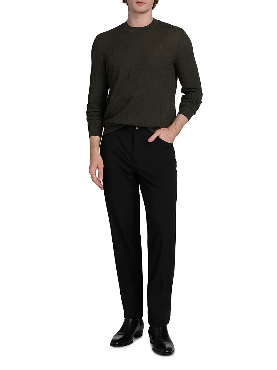 Emporio Armani Men's Wool Crewneck Lattice Sweater | Thumbnail 2 Emporio Armani Men's Wool Crewneck Lattice Sweater | Thumbnail 2