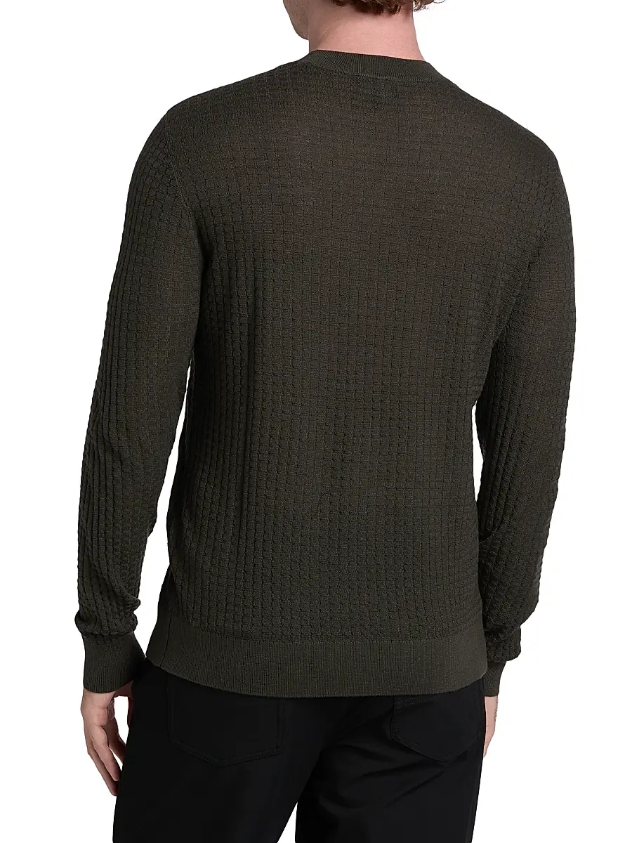 Emporio Armani Men's Wool Crewneck Lattice Sweater | Thumbnail 5 Emporio Armani Men's Wool Crewneck Lattice Sweater | Thumbnail 5