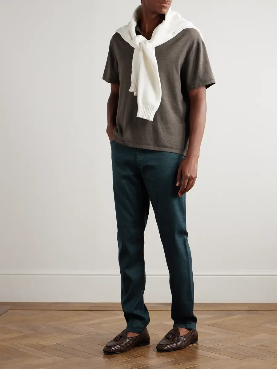 Zegna Roccia Slim-Fit Straight-Leg Garment-Dyed Linen-Blend Trousers - Men | Thumbnail 2 Zegna Roccia Slim-Fit Straight-Leg Garment-Dyed Linen-Blend Trousers - Men | Thumbnail 2