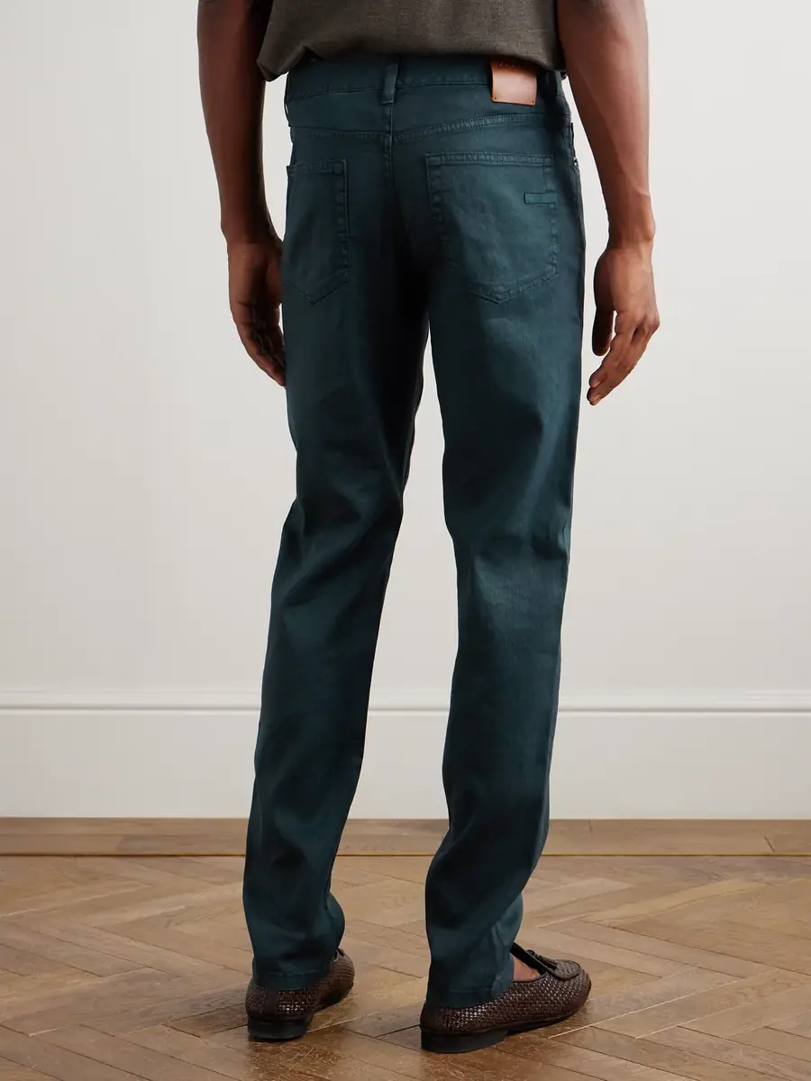 Zegna Roccia Slim-Fit Straight-Leg Garment-Dyed Linen-Blend Trousers - Men | Thumbnail 4 Zegna Roccia Slim-Fit Straight-Leg Garment-Dyed Linen-Blend Trousers - Men | Thumbnail 4