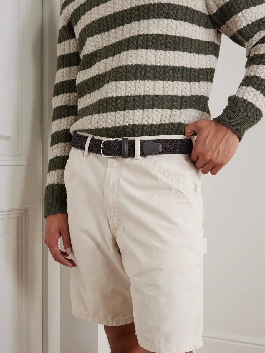 Anderson's 3.5cm Leather-Trimmed Woven Elastic Belt - Men | Thumbnail 3 Anderson's 3.5cm Leather-Trimmed Woven Elastic Belt - Men | Thumbnail 3
