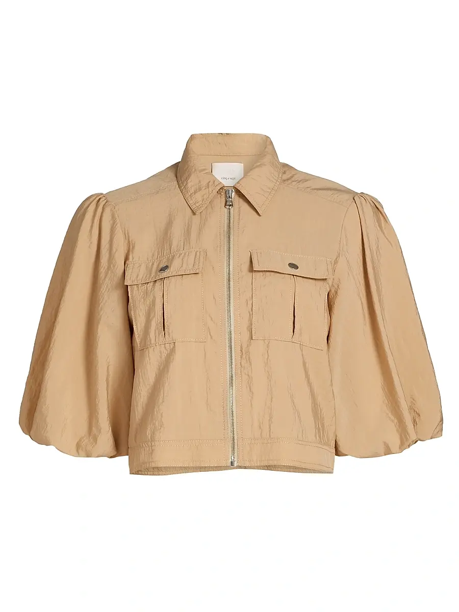 Cinq à Sept Women's Ottie Nylon Crop Jacket - Khaki | Image 1 Cinq à Sept Women's Ottie Nylon Crop Jacket - Khaki | Image 1