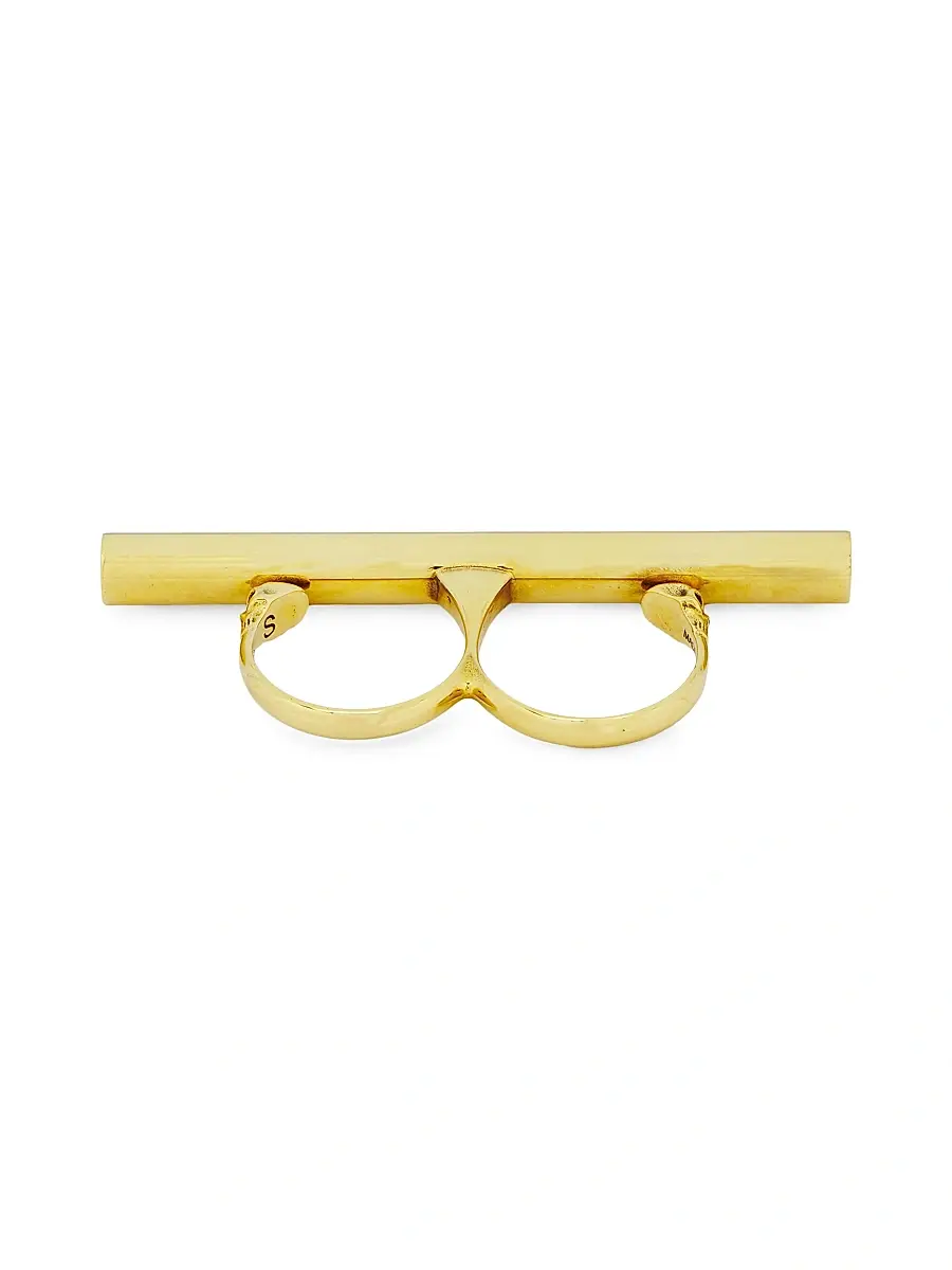 Alexander McQueen Women's Goldtone Logo-Engraved T-Bar Ring | Thumbnail 2