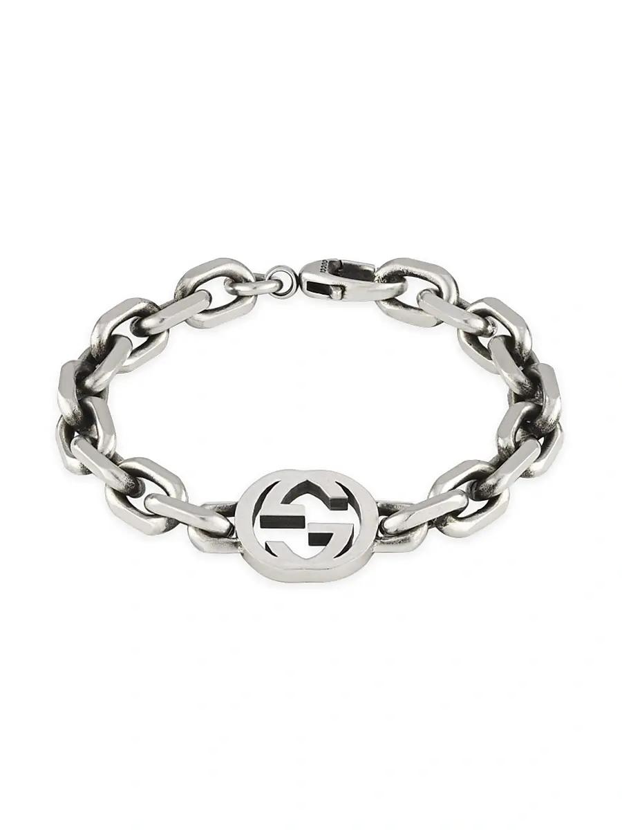 Men's Interlocking G Sterling Silver Bracelet - Silver Men's Interlocking G Sterling Silver Bracelet - Silver