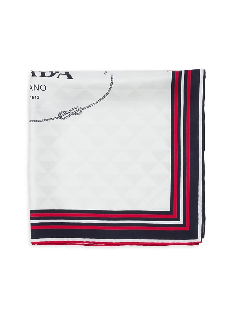 Prada Women's Printed Silk Twill Jacquard Square Scarf - Beige | Thumbnail 2