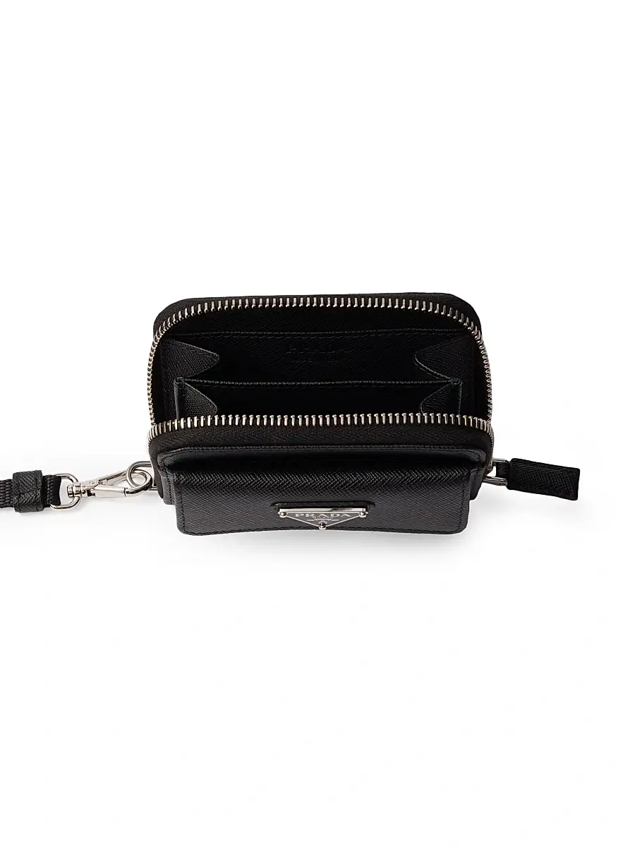 Prada Men's Saffiano Leather Coin Purse - Black | Thumbnail 2 Prada Men's Saffiano Leather Coin Purse - Black | Thumbnail 2