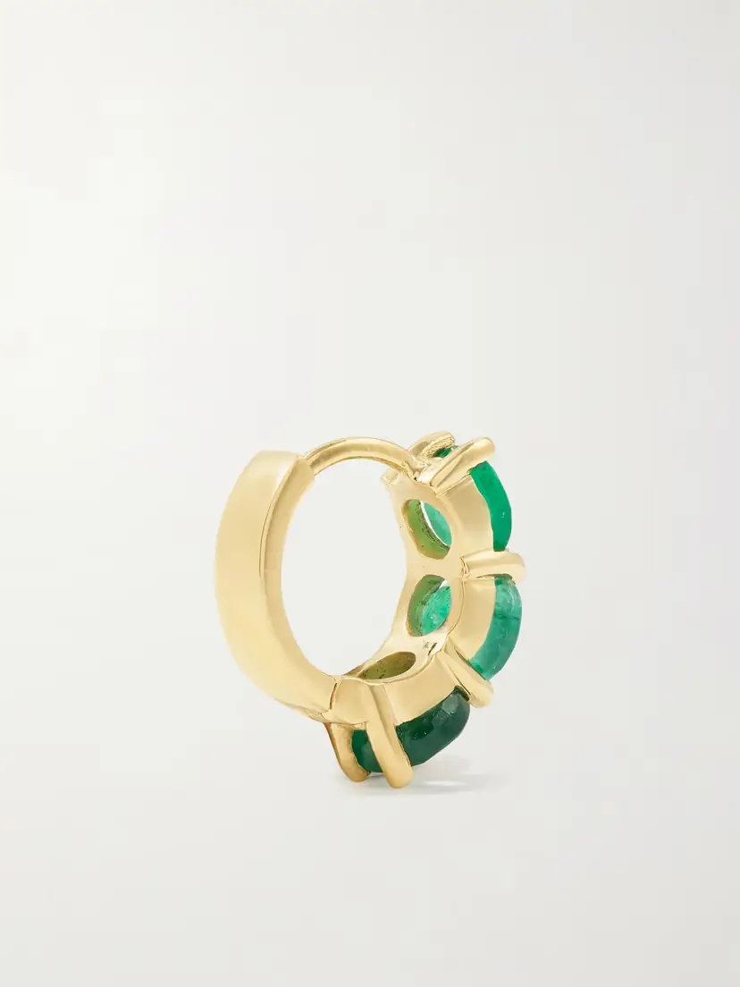 Ileana Makri 18-karat Gold Emerald Hoop Earrings | Thumbnail 4 Ileana Makri 18-karat Gold Emerald Hoop Earrings | Thumbnail 4