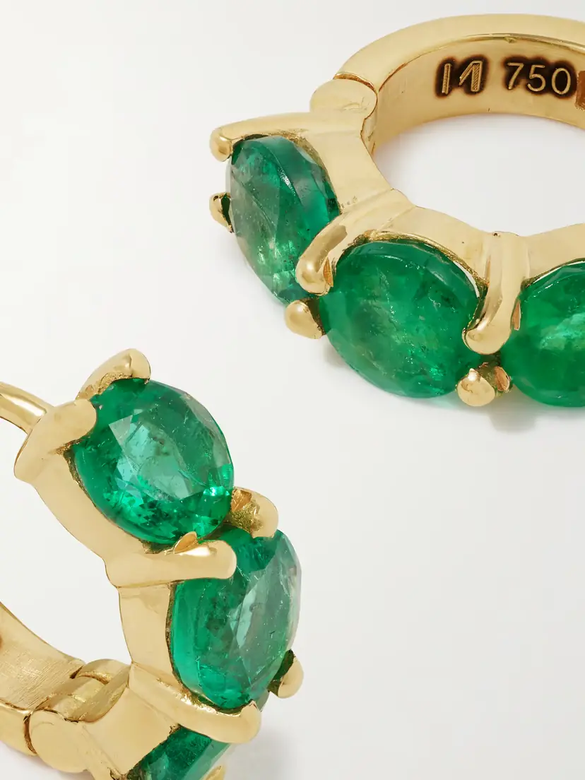 Ileana Makri 18-karat Gold Emerald Hoop Earrings | Thumbnail 5 Ileana Makri 18-karat Gold Emerald Hoop Earrings | Thumbnail 5