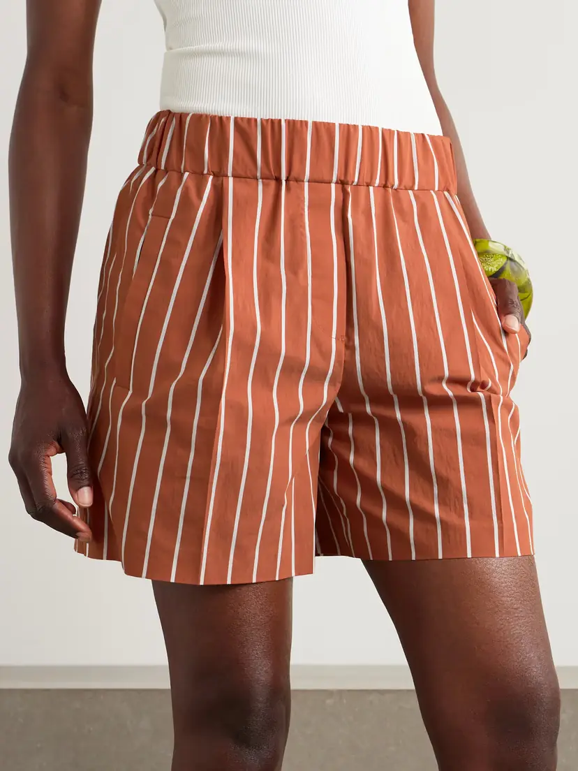 Brunello Cucinelli Striped Cotton-blend Poplin Shorts | Thumbnail 3