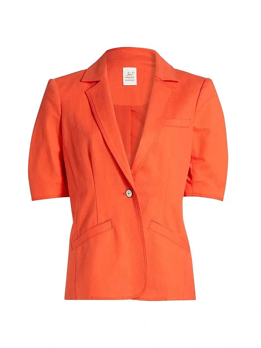 Cinq à Sept Women's Khloe Short-Sleeve Blazer - Cherry Tomato | Image 1 Cinq à Sept Women's Khloe Short-Sleeve Blazer - Cherry Tomato | Image 1
