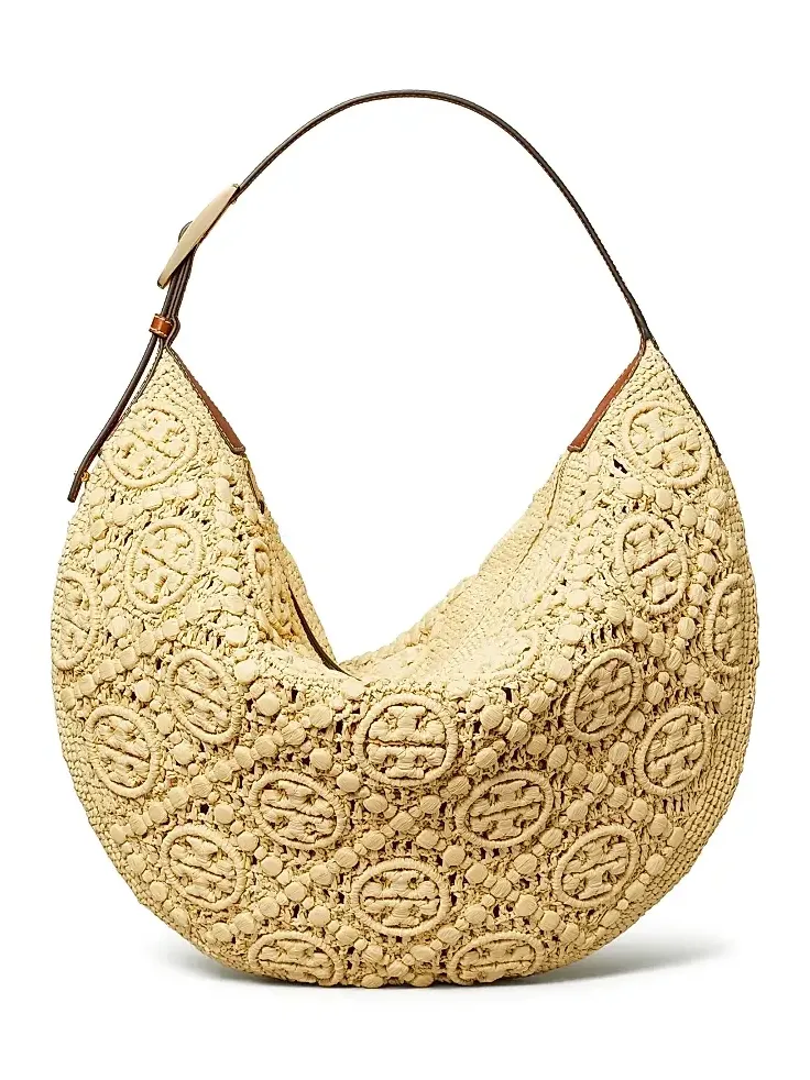 Women's Monogram Raffia Hobo Bag