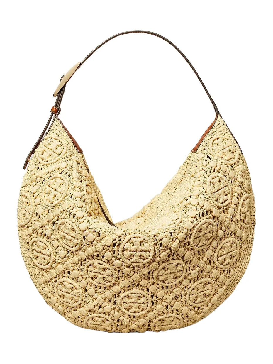 Women's Monogram Raffia Hobo Bag