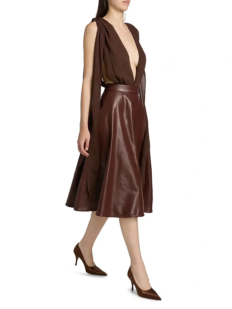 Mariandree Gaitan Women's Katty Faux Leather Midi-Skirt | Thumbnail 2 Mariandree Gaitan Women's Katty Faux Leather Midi-Skirt | Thumbnail 2