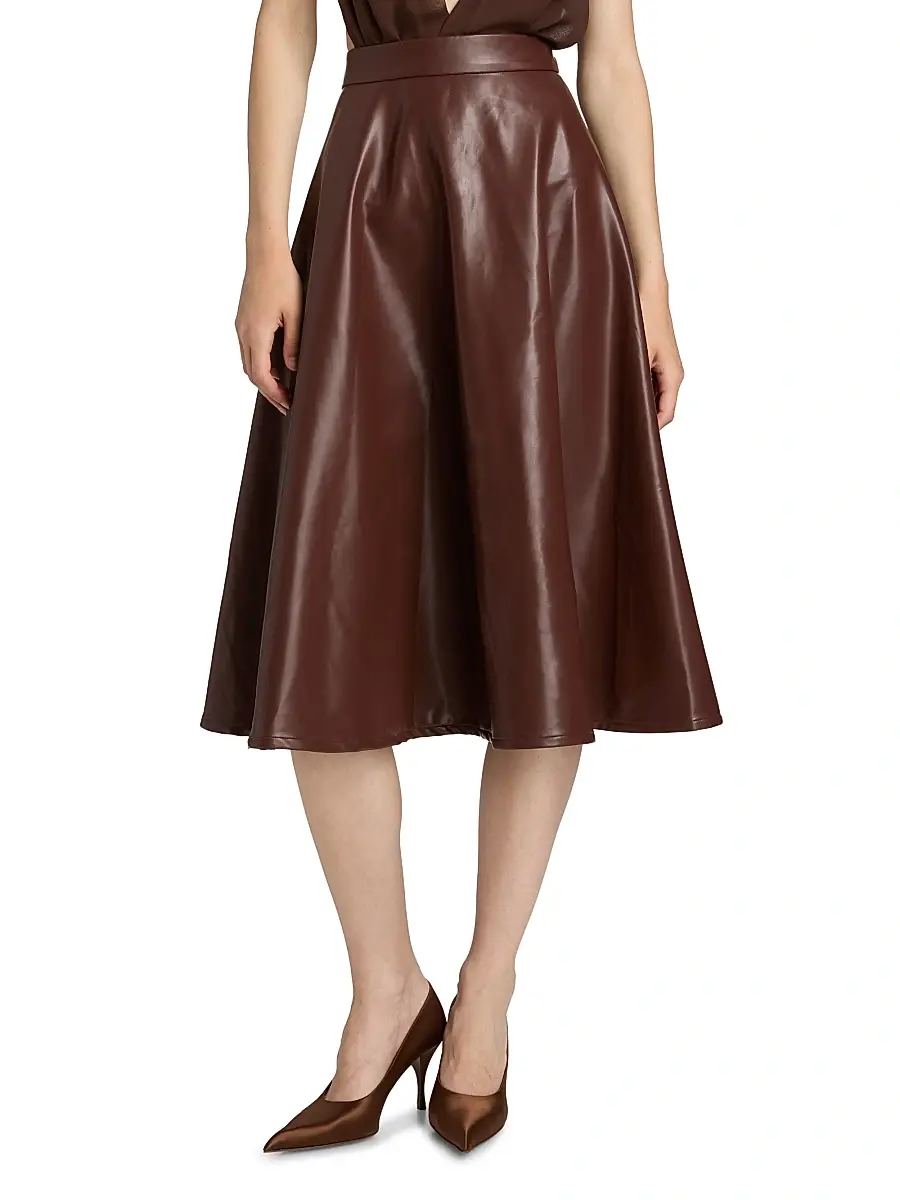Mariandree Gaitan Women's Katty Faux Leather Midi-Skirt | Thumbnail 3 Mariandree Gaitan Women's Katty Faux Leather Midi-Skirt | Thumbnail 3