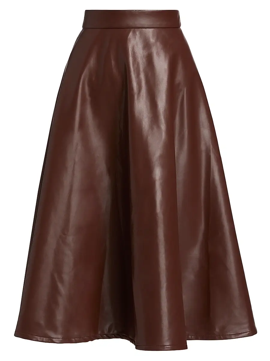 Mariandree Gaitan Women's Katty Faux Leather Midi-Skirt - Brown - Size Large | Image 1 Mariandree Gaitan Women's Katty Faux Leather Midi-Skirt - Brown - Size Large | Image 1