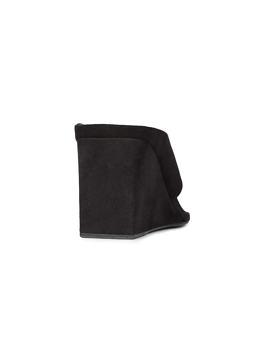ALAIA Women's 75MM Slip-On Suede Wedge Sandals - Noir | Thumbnail 4